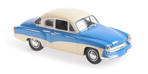 Maxichamps - WARTBURG A 311 COUPE - 1958 - BLUE/WHITE Maxichamps - WARTBURG A 311 COUPE - 1958 - BLUE/WHITE